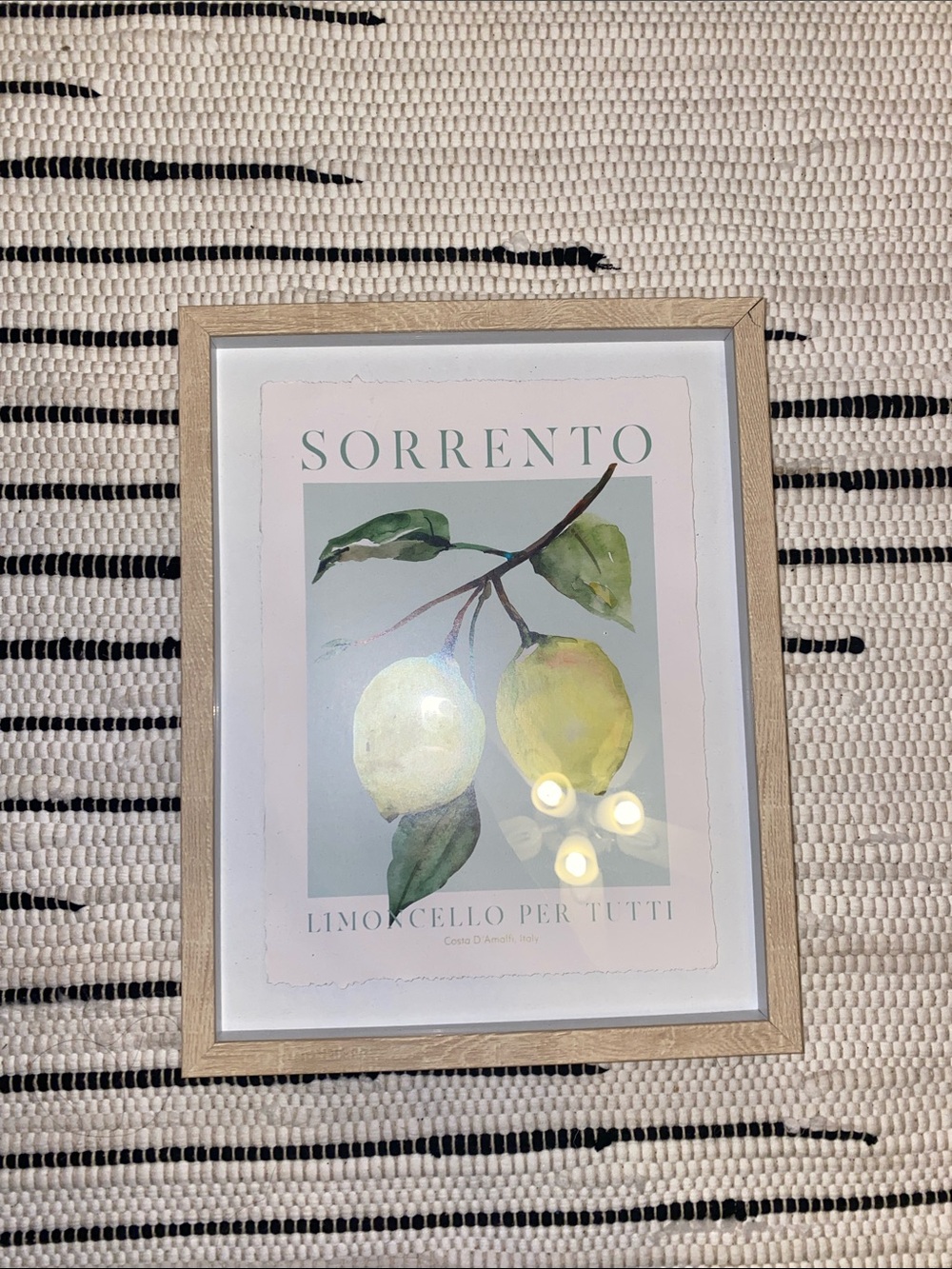 Framed Sorrento Lemon Wall Art in Natural Wood Frame Amalfi Coast